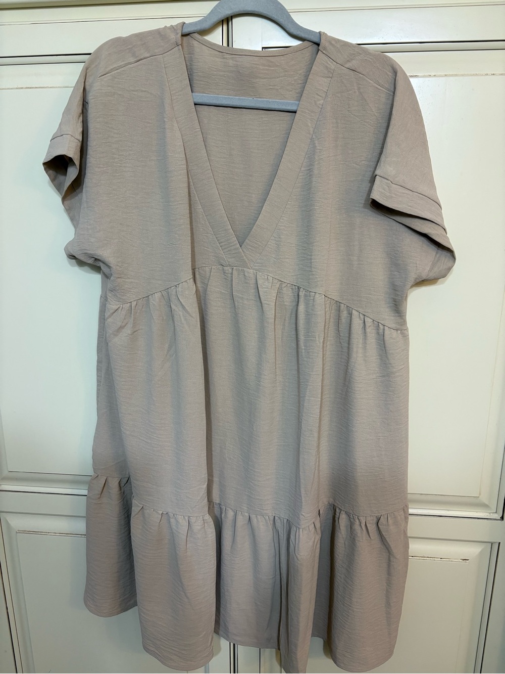 Amazon Women's V-Neck Tiered Midi Dress - taupe